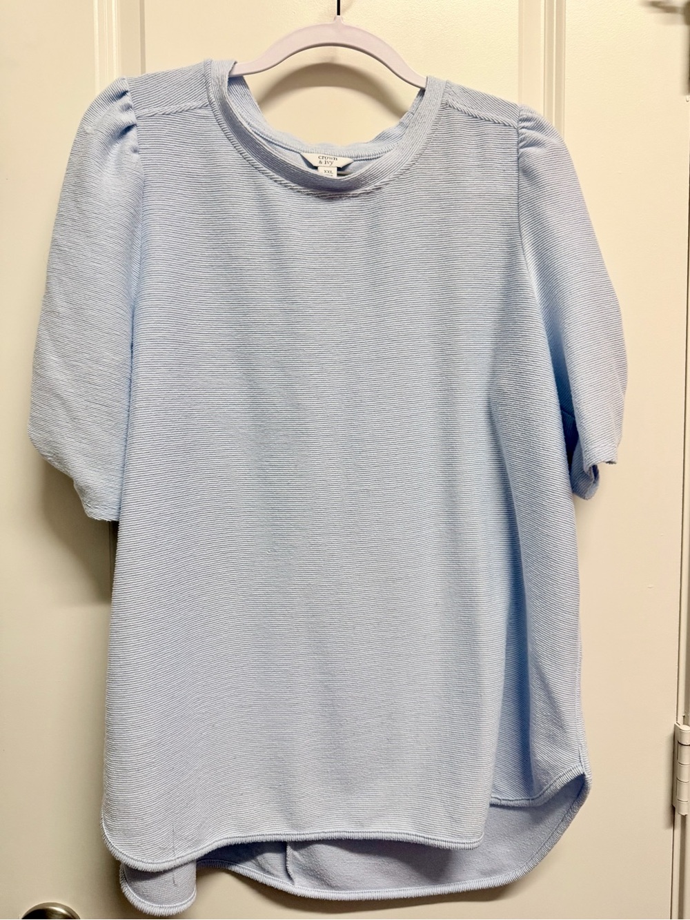 ✨ Pick 3 for $15 ✨ Crown & Ivy Light Blue Puff Sleeve Knit Top